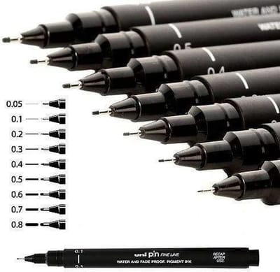 Permanente markeerstift Uni-Ball PIN005-200(S) Zwart 12 Stuks