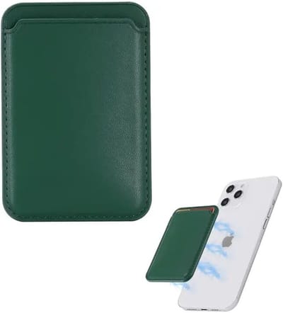 SBG Magnetische Pasjeshouder Compatibel met MagSafe | Dunne Card Holder Achterkant Telefoon | Kunstleren Kaarthouder voor Pasjes | Sterke Magneten | Groen