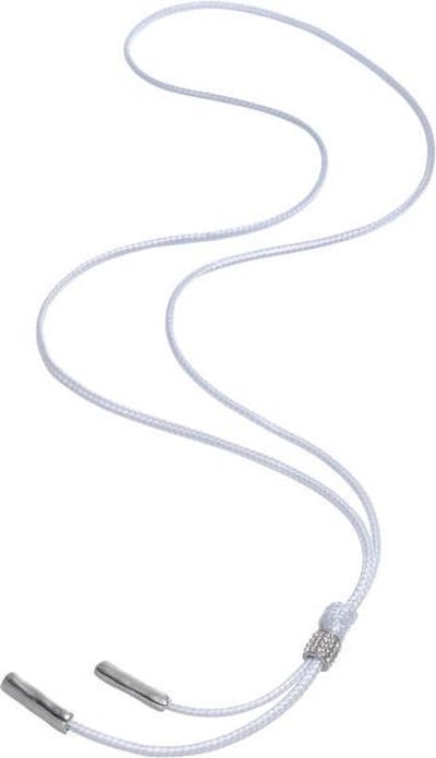 Behave Lange ketting - Wit waxkoord met kristal glassteen