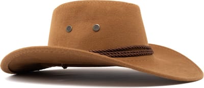 KIMU® Cowboyhoed Bruin Suedelook - Lichtgewicht Bruine PU Suede Cowboy Western Hoed Touw Dames Heren - Cowgirl Ranger Yellowstone Festival