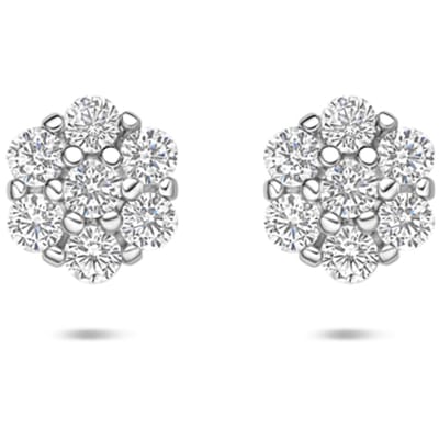 Zilveren gerhodineerde oorknoppen zirkonia 6 mm - 1341256