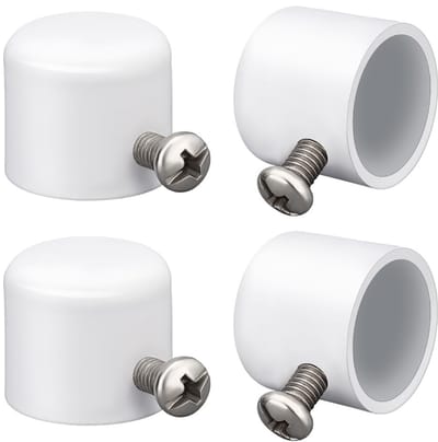 Dailygoods- Raamgordijnroedeindkappen 4 Stuks - Ijzeren Eindstukken met Schroef - Gordijnroede Doppen - Voor 1,75 cm Diameter - Wit - Kolomvorm 22,5 mm