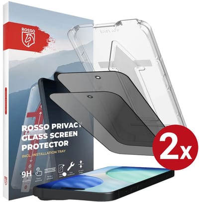 Rosso Privacy Screen Protector Geschikt voor Apple iPhone 17 - 9H Gehard Glas - Installatietray - Case Friendly Tempered Glass - Stofvrij - Eenvoudige Installatie - 2-Pack