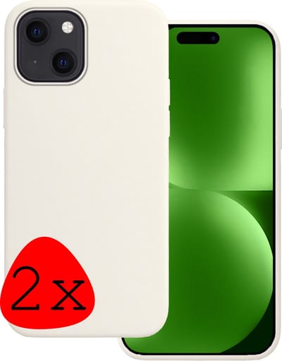 Hoesje 2 Stuks - Geschikt voor Apple iPhone 15 - Sterk & Shockproof - Case Siliconen - Back Cover - Telefoon Hoes - Wit