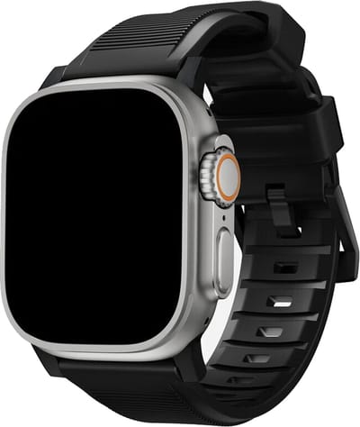Stravo Rugged Sport bandje Geschikt voor Apple Watch 46mm (Series 10/11), 45mm (Series 7/8/9), 44mm (Series 4/5/6, SE 1/2/3), 42mm (Series 1/2/3), 49mm (Ultra 1/2/3) - Zwart - Buitensporten Siliconen Horlogebandje voor Apple Watch