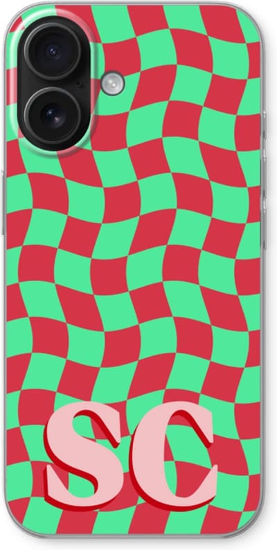 Gepersonaliseerd - Case Company® - Hoesje geschikt voor iPhone 16 hoesje - Grid Monogram - Soft Cover Telefoonhoesje - Bescherming aan alle Kanten en Schermrand