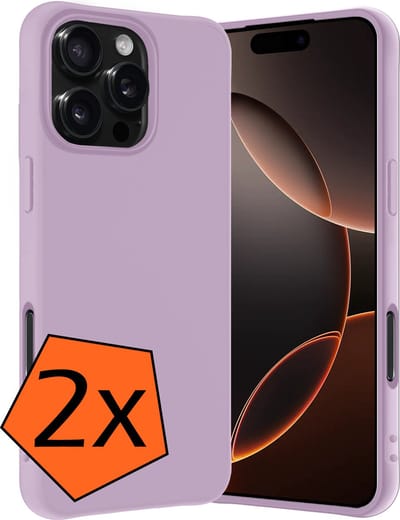 Hoes - 2 Stuks - Geschikt voor Apple iPhone 16 Pro - Sterk & Shockproof - Case Siliconen - Back Cover - Telefoon Hoes - Lila
