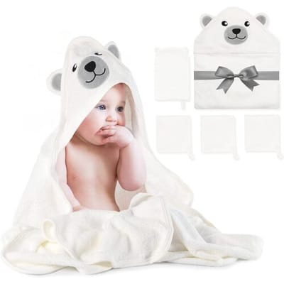 Momcozy cadeauset van bamboebadhanddoeken (beertjesprint, 5 stuks)