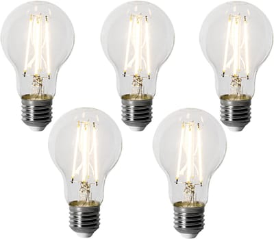 LUEDD Set van 5 E27 dimbare LED lamp A60 6W 500 lm 3000K