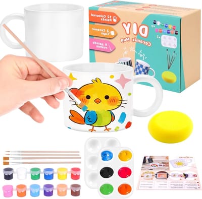Keramische schilderset voor volwassenen en kinderen - Creatieve hobbyset met verf, penselen en accessoires