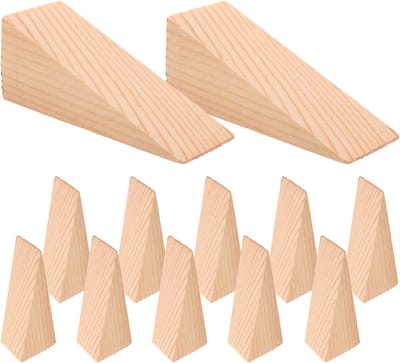Houten Deurstoppers - Deurblokken Wiggen - Deuren Open Houden - Antislip Textuur - 8x3x2 cm - Lichtbruin