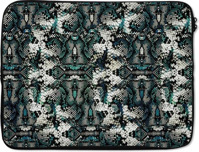Laptophoes 17 inch - Dierenprint - Schubben - Abstract - Laptop sleeve - Binnenmaat 41x28 cm - Zwarte achterkant