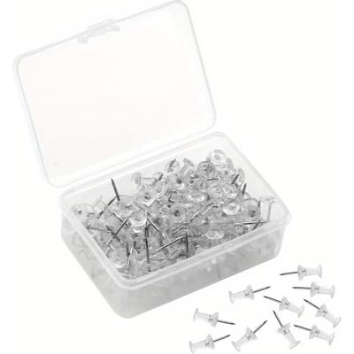 Lot de 100 Punaises Tête en Plastique Transparent, Pointe en Acier, Punaises pour Mur Panneau de Liège, Carte, Calendrier, Photo Robuste pour Maison Bureau et Projets d'Artisanat