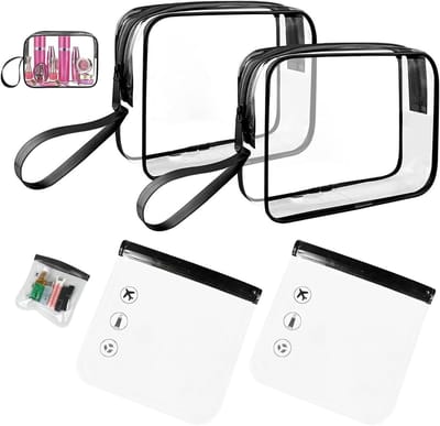 Dailygoods- Toilettas Transparant - 4 Stuks - Waterdichte Toilettas - Reistas - Make-uptas - TSA-goedgekeurd - Herbruikbaar en Lichtgewicht - Cosmeticatas