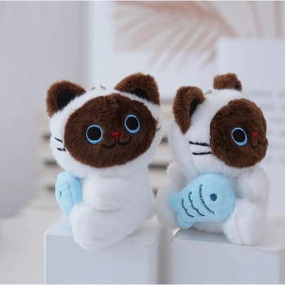 20cm Schattige Knuffel Vis Kat Pluche Speelgoed Kittens Tas Bedeltje Sleutelhanger Gevulde Poppen cadeaus