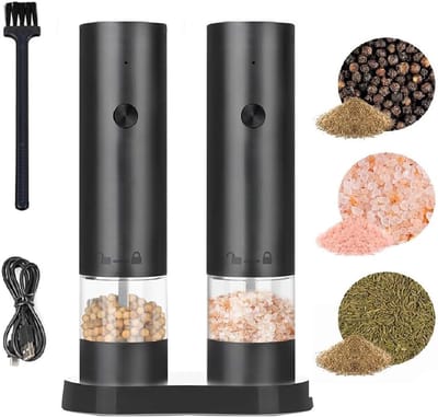 KZQ Elektrische Zout En Peper Molens Set 2 Stuks USB Oplaadbaar Automatisch Gelijkmaler Met LED Licht Keuken Accessoires