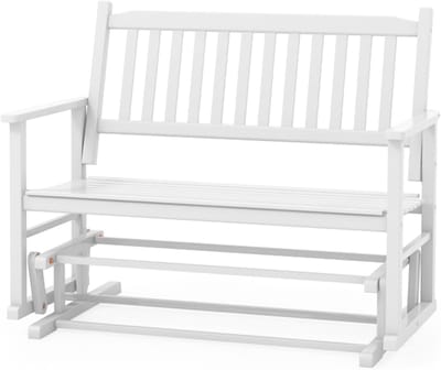 Houten Schommelbank - 2-zits Bank - Buiten Ontspannen - Ergonomisch Ontwerp - 126x68x100cm - Wit