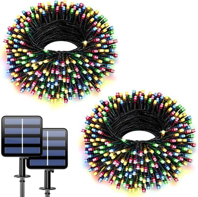 Veranderende Kleur Solar Feestverlichting voor Buiten - Set van 2 Oplaadbare LED Lichten met 8 Modi voor Tuin, Kerst en Binnengebruik
