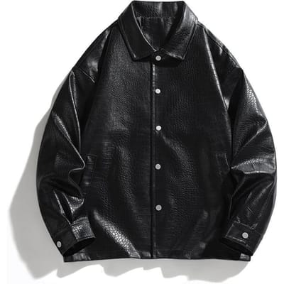 Vintage PU Leer Jas Mannen en Vrouwen Trendy Merk Straat Kraag Casual Leer Jas XXXL black