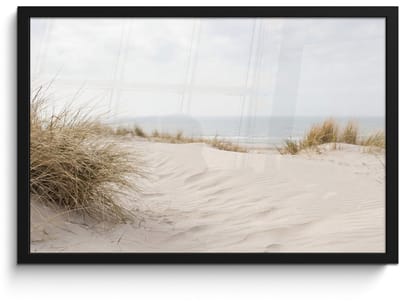 Poster in lijst - Fotolijst 60x40 cm - Posters - Wolken - Duinlandschap - Zand - Posterlijst zwart - Decoratie - Wanddecoratie woonkamer - Muurdecoratie slaapkamer