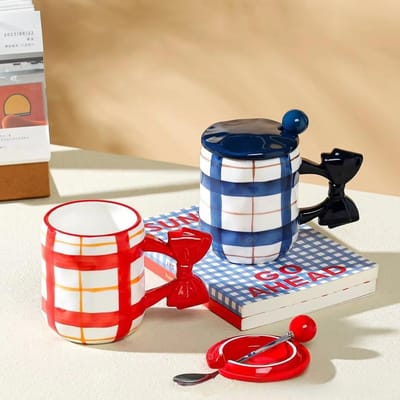 Creatieve Mok in Scandinavische Stijl Gestreepte Keramische Kop Hoge Waarde Souvenir Cadeau Kop 401-500ml white