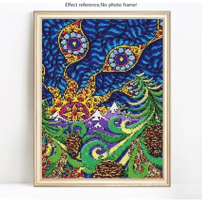 Diamant borduurwerk Mandala Diamond schilderij ronde stenen bloemen diamant 20X30 blue
