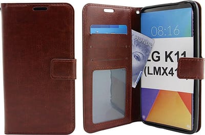 Bookcase Geschikt voor: LG K10 2018 - Bruin - portemonee hoesje