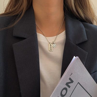 Collier Pendentif en Argent Sterling S925 Bijoux Féminins Mode Fille Cadeau d'Anniversaire Charme Personnalité Chaîne de Pull Personnalisée brown
