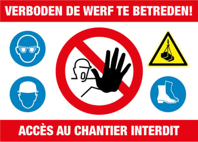 Werfbord “Verboden op de Werf te Komen” – 70 × 50 cm – Duurzaam Veiligheidsbord voor Bouwplaatsen