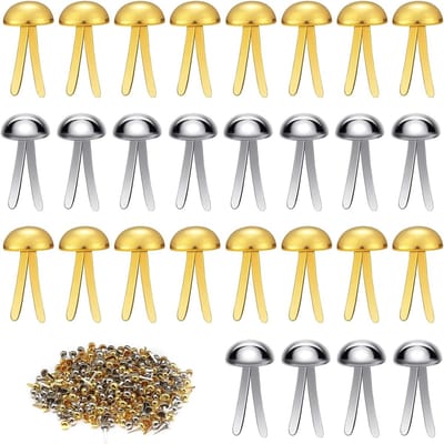 300 Stuks Mini Ronde Hoofd Clips van 8mm voor Scrapbooking, Knutselen en DIY Projecten, Goud en Zilver