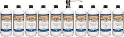 Shampoo Hamam 1 liter met luxe RVS zilverkleurige pomp - set van 10 stuks - voordeelverpakking - haarverzorging