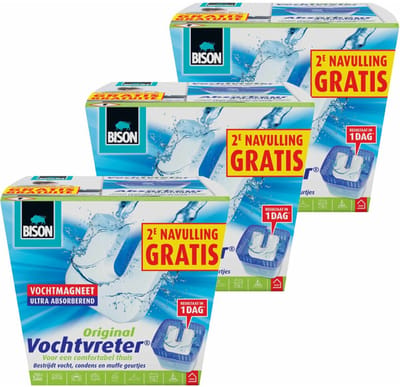Bison Vochtvreter + 1 Navulling Neutraal - 3 x 2 x 450 gr - Voordeelverpakking