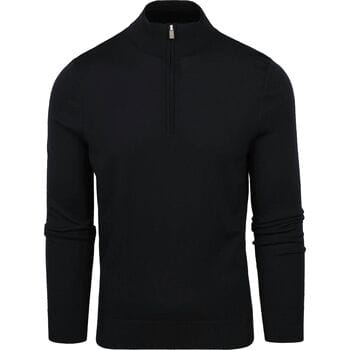 Suitable Merino Half Zip Trui Zwart - Maat M - Heren - Quarter zip - Schipperstrui met rits - Volwassen mannen