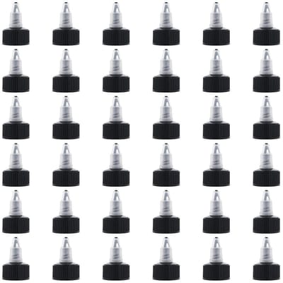 Jhubersproducts - Knijpflesdop - 36 stuks - Natuurlijke twist-caps - Zwart - Reservedoppen voor knijpflessen - Perfect voor hobbyisten - 27 mm diamete