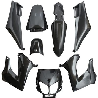 P2R carrosseriekit voor Derbi 50 Senda motorfiets 1994 tot 2010 8 delen / zwart Gloednieuw