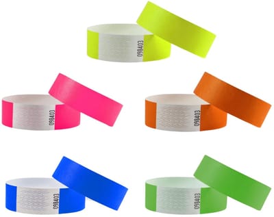 CombiCraft Blanco Tyvek Polsbandjes neon kleurenmix - 100 stuks - Festival bandjes