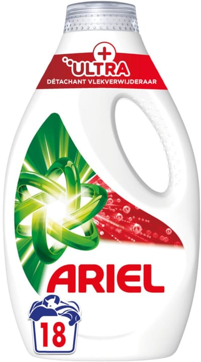 Ariel Vloeibaar Wasmiddel +Ultra Vlekverwijderaar 18 Wasbeurten 810 ml