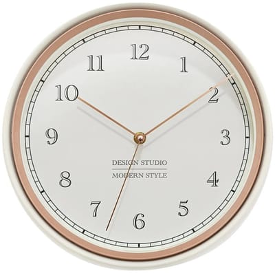 Atmosphera Wandklok/Muurklok Montreux - Kunststof/glas - Dia 29 cm - creme wit - keuken/gang/kantoor klok