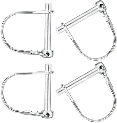 4 stuks buisvouwsplitpennen met kliksluiting, 10x70mm borgbout klapsplitpen, voor landbouwtrailers, tuin, gazon, zilver, buizen