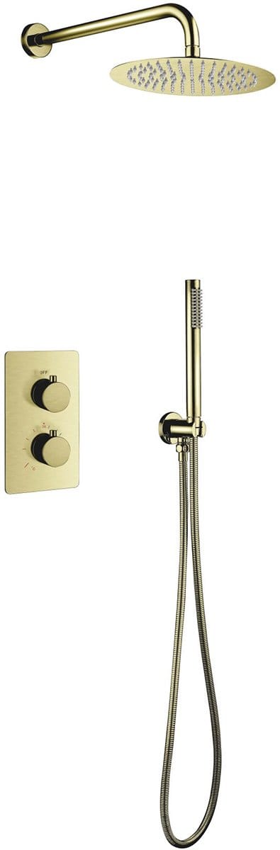 Inbouw Thermostatische Regendoucheset - Lonis - Regendouchekop 25 cm - Geborsteld Goud - PVD Coating