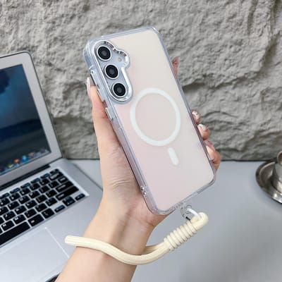 Coque Shockproof à Lanière Magnétique Dégradé Laser Mode pour Samsung S26 S25 S24 S23 Ultra Plus FE Edge A56 A36 A26 Case & Strap&Galaxy S26+ pur