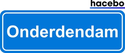Hacebo - Plaatsnaam Sticker - 29x10 CM - Onderdendam sticker - Verkeersborden sticker - grappige cadeaus - Onderdendam