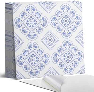 Coloray Plaktegels - Elegant decoratief patroon Portugese Tegels - 30 cm x 30 cm - Blauw Plaktegels - 9 stuks - Vierkant PVC Tegels - Plaktegels Keuken - Zelfklevende Vloertegels - Vinyl Tegels Zelfklevend - Zelfklevende Tegels