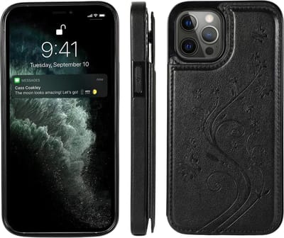 Hoesje geschikt voor Samsung Galaxy S24 - Backcover - Pasjeshouder - Portemonnee - Bloemenprint - Kunstleer - Zwart