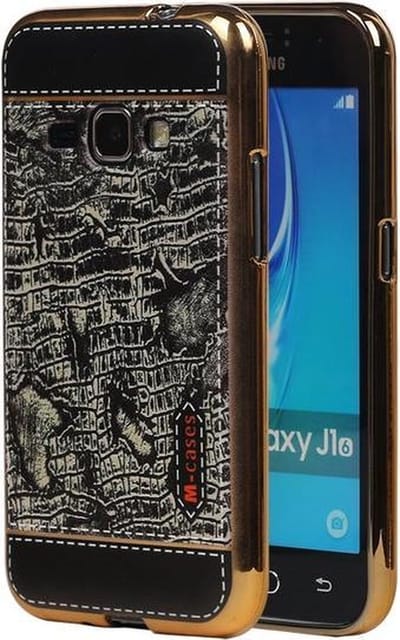 M-Cases Zwart Krokodil Design TPU back case hoesje voor Samsung Galaxy J1 2016