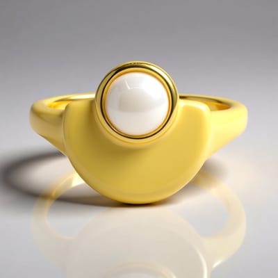 Cavill - Vergulde 925 Sterling Zilveren Ring met 0,35 ct Witte Opaal Cabochon - Moderne Minimalistische Australische Opaal Ring - Geelgoud Verguld