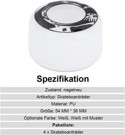 Set van 4 skateboardwielen 50mm - Hoog elastisch PU voor fishboard, vervangingsaccessoires voor elektrische scooters en skateboards