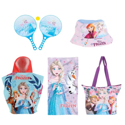 Frozen strandset: strandlaken, poncho, strandtas, tennisset en vissershoedje