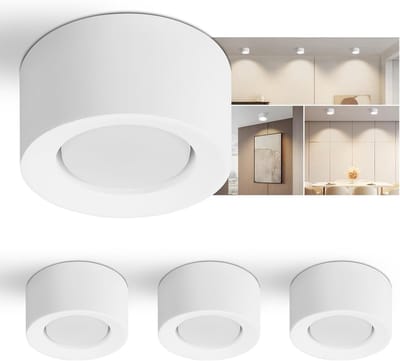 NETTLIFE Plafondlamp – 4 Stuks - Wit - GX53 Fitting - 1-Lichts - met Gips Lampkap - rond - Moderne Opbouwspot - voor Gang | Slaapkamer | Woonkamer – Zonder Lichtborn - Max.10W