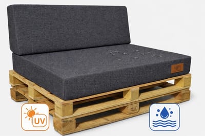 Palletkussen set 2-delig voor tuinbank en palletmeubels - UV-bestendig, waterafstotend, met afneembare hoes, grafiet